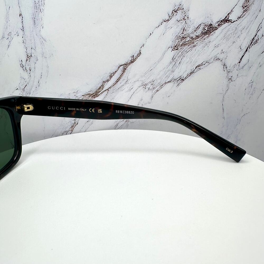 New GUCCI Sunglasses Brown Gold Red Green Web 55-20-145 mm Mens Square Gucci - Picture 12 of 16